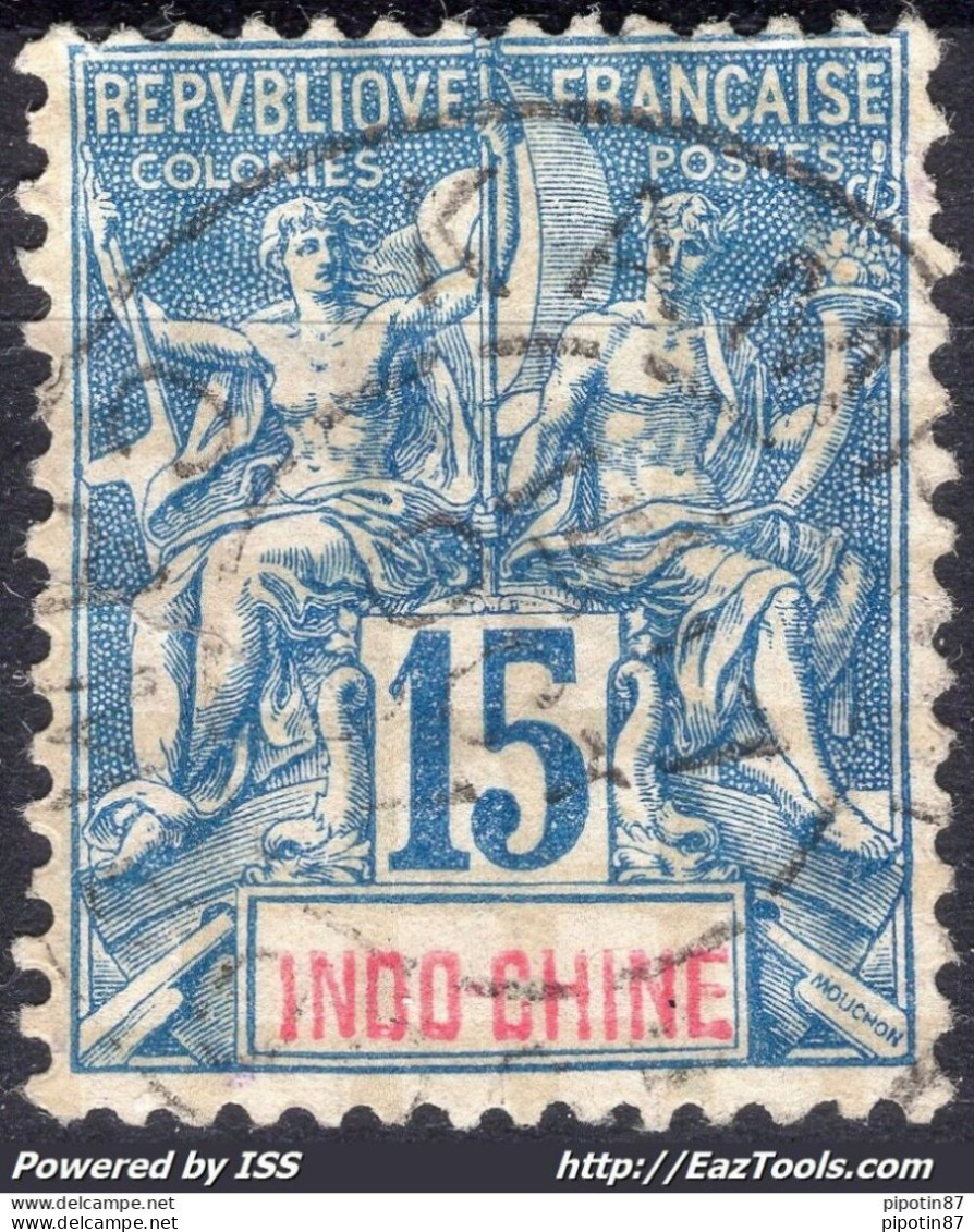 INDOCHINE TYPE GROUPE 15c BLEU N° 8 AVEC CACHET A DATE DE KAMPOT CAMBODGE A VOIR - Gebruikt