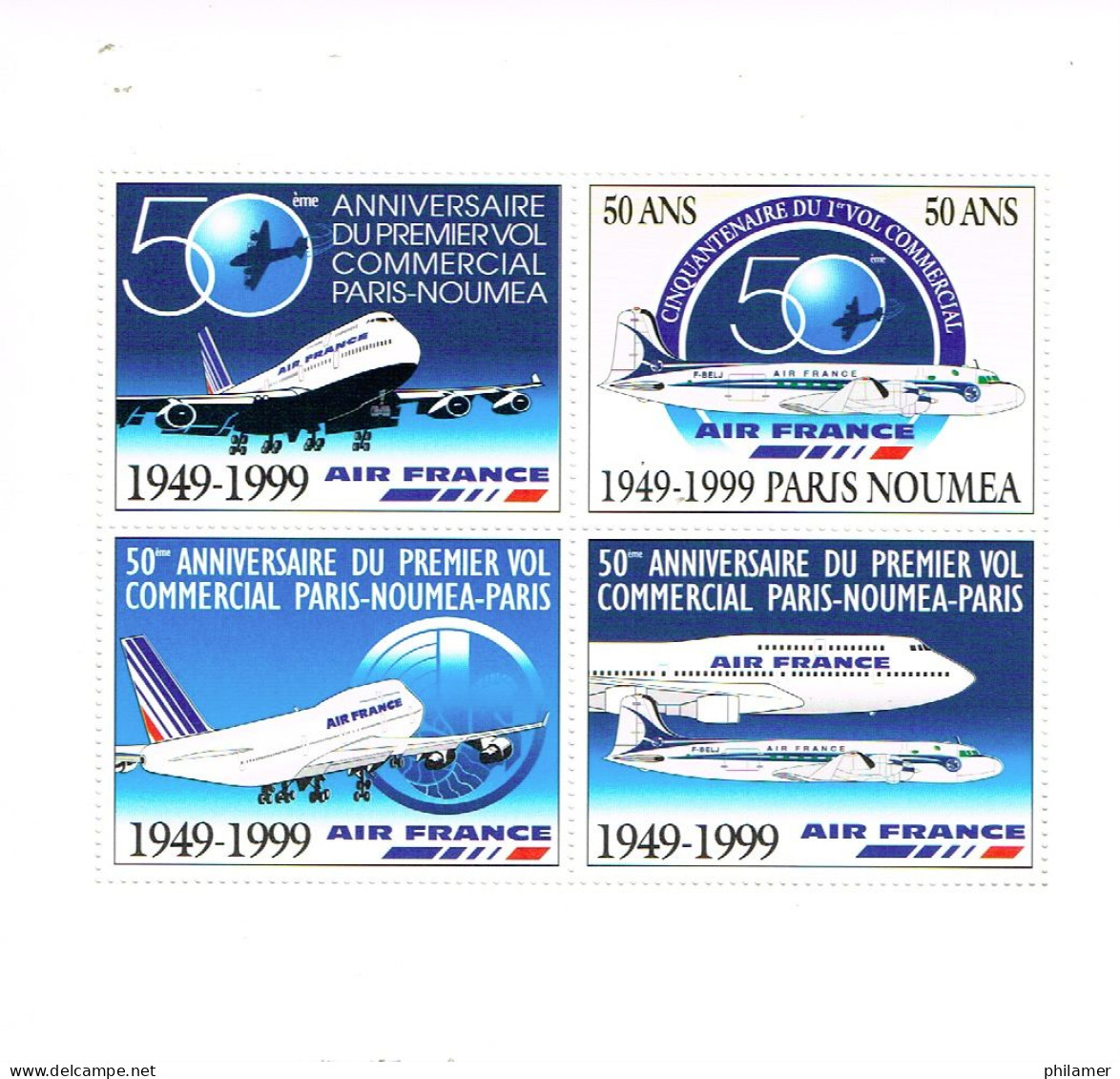 Nouvelle Caledonie Caledonia Bloc 4 Vignettes Postales Cinderela Extraite Carnet Aircalin 1999 Avion Neuve TBE - Oblitérés