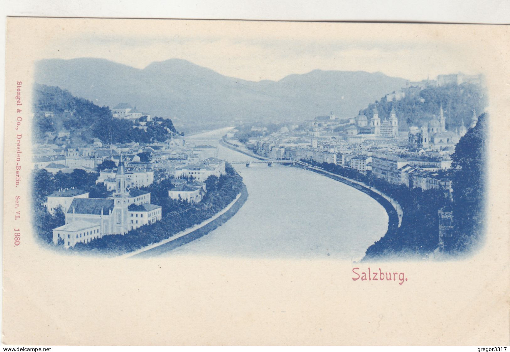 D7966) SALZBURG - Schöne Alte Bläuliche Litho - Stengel & Co - Salzburg Stadt