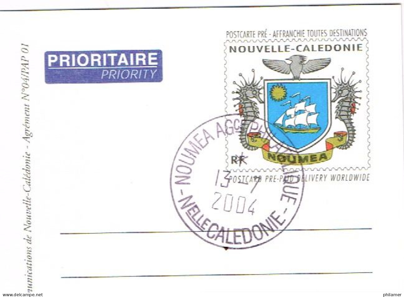 Nouvelle Caledonie Caledonia Pap Pret A Poster Entier Postal Stationery Public Noumea Orphelinat Blason Cad Ag Phil - Lettres & Documents