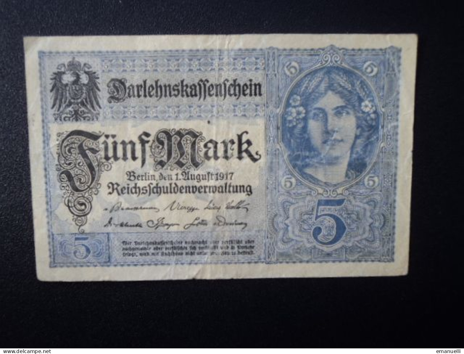 ALLEMAGNE * : 5 MARK   1.8.1917    CA 54c, / P 56b    TTB - 5 Mark