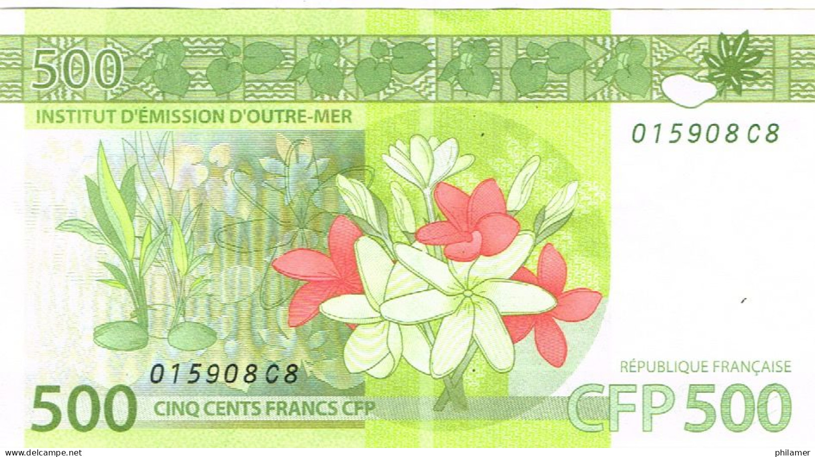 C 8 Nouvelle Caledonie Caledonia Billet Banque Monnaie Banknote IEOM 500 F Taro Hibiscus Coco Coconut Mint UNC - Französisch-Pazifik Gebiete (1992-...)