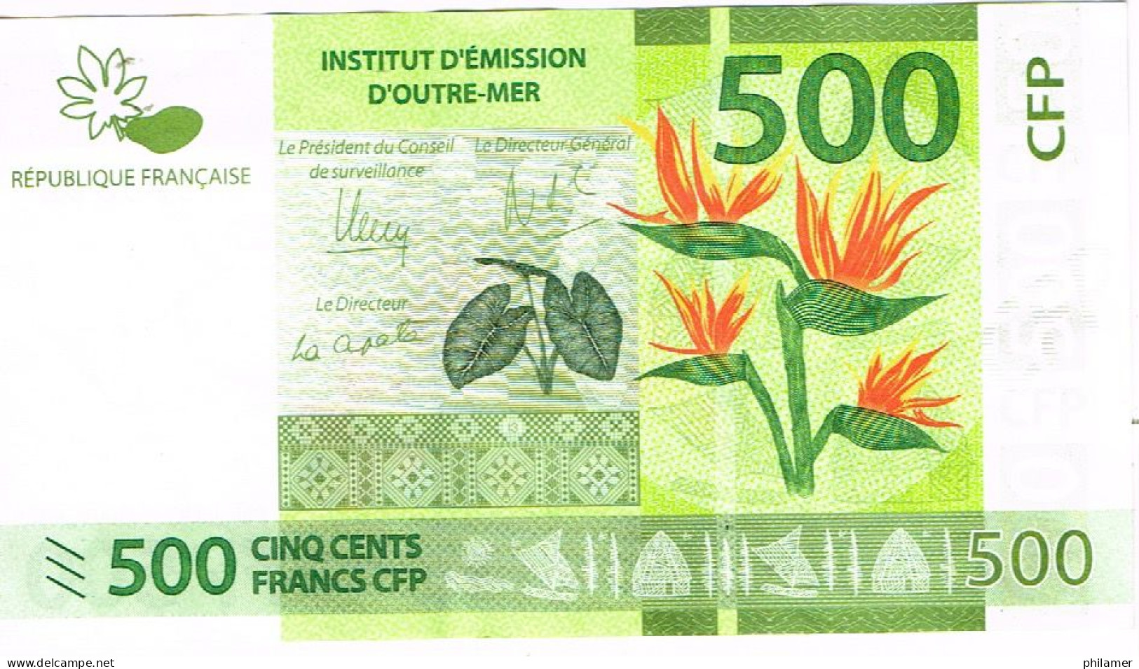 C 8 Nouvelle Caledonie Caledonia Billet Banque Monnaie Banknote IEOM 500 F Taro Hibiscus Coco Coconut Mint UNC - Französisch-Pazifik Gebiete (1992-...)