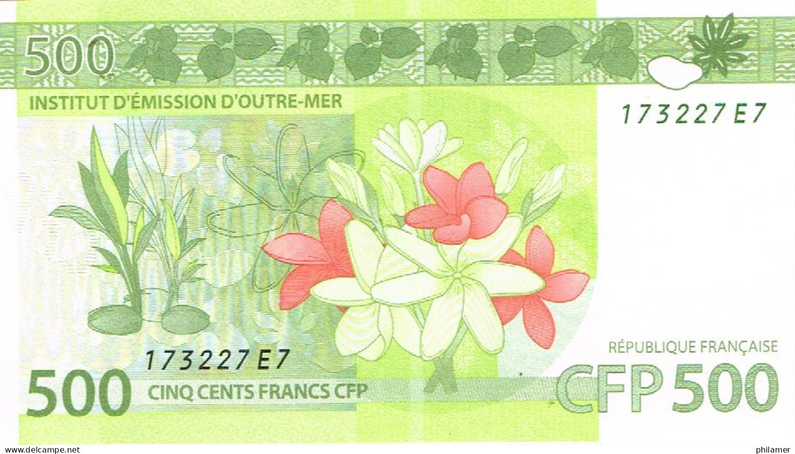 E7 Nouvelle Caledonie Caledonia Billet Banque Monnaie Banknote IEOM 500 F Taro Hibiscus Coco Coconut Mint UNC - French Pacific Territories (1992-...)