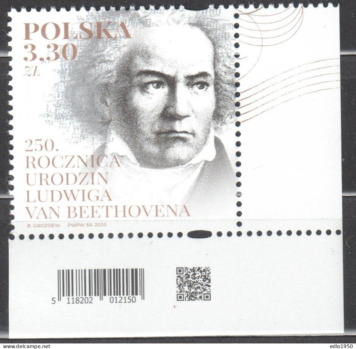 Poland 2020 - Ludwig Van Beethoven - Mi.5268 - MNH(**) - Neufs