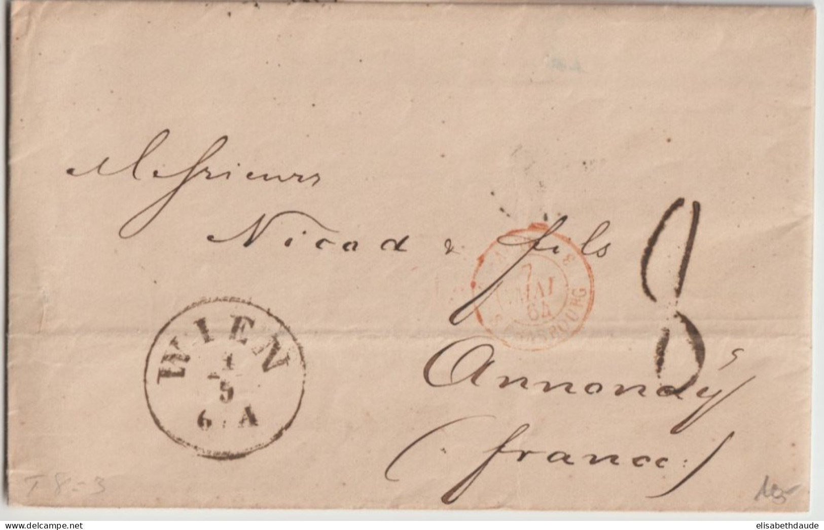 1864 - AUTRICHE - MARQUE ENTREE Par STRASBOURG Sur LETTRE De WIEN => ANNONAY (ARDECHE) - Entry Postmarks