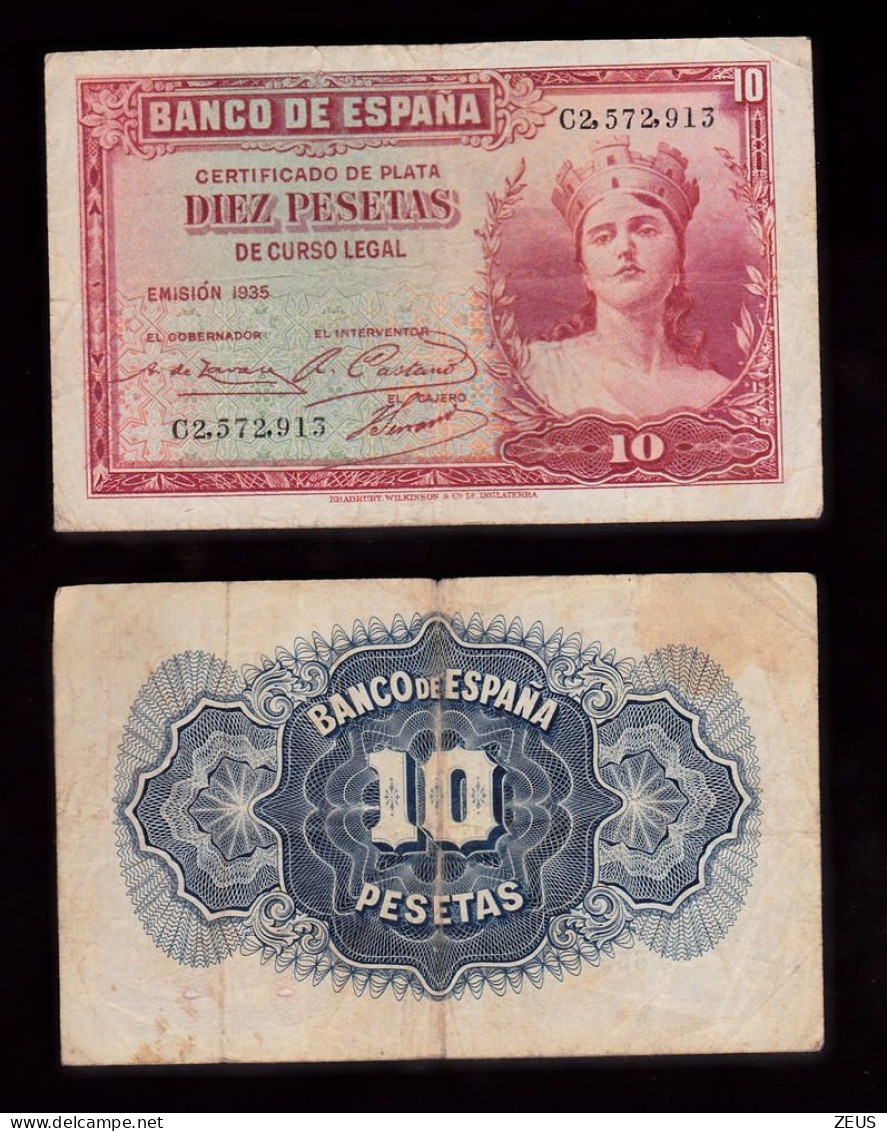 SPAGNA 10 PESETAS 1935 PIK 86 BB - 10 Pesetas