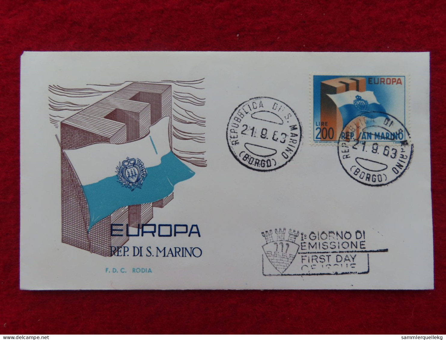 San Marino 791 Ersttagsbrief  21. 9. 1963, Europa (Nr. 211 ) - Storia Postale