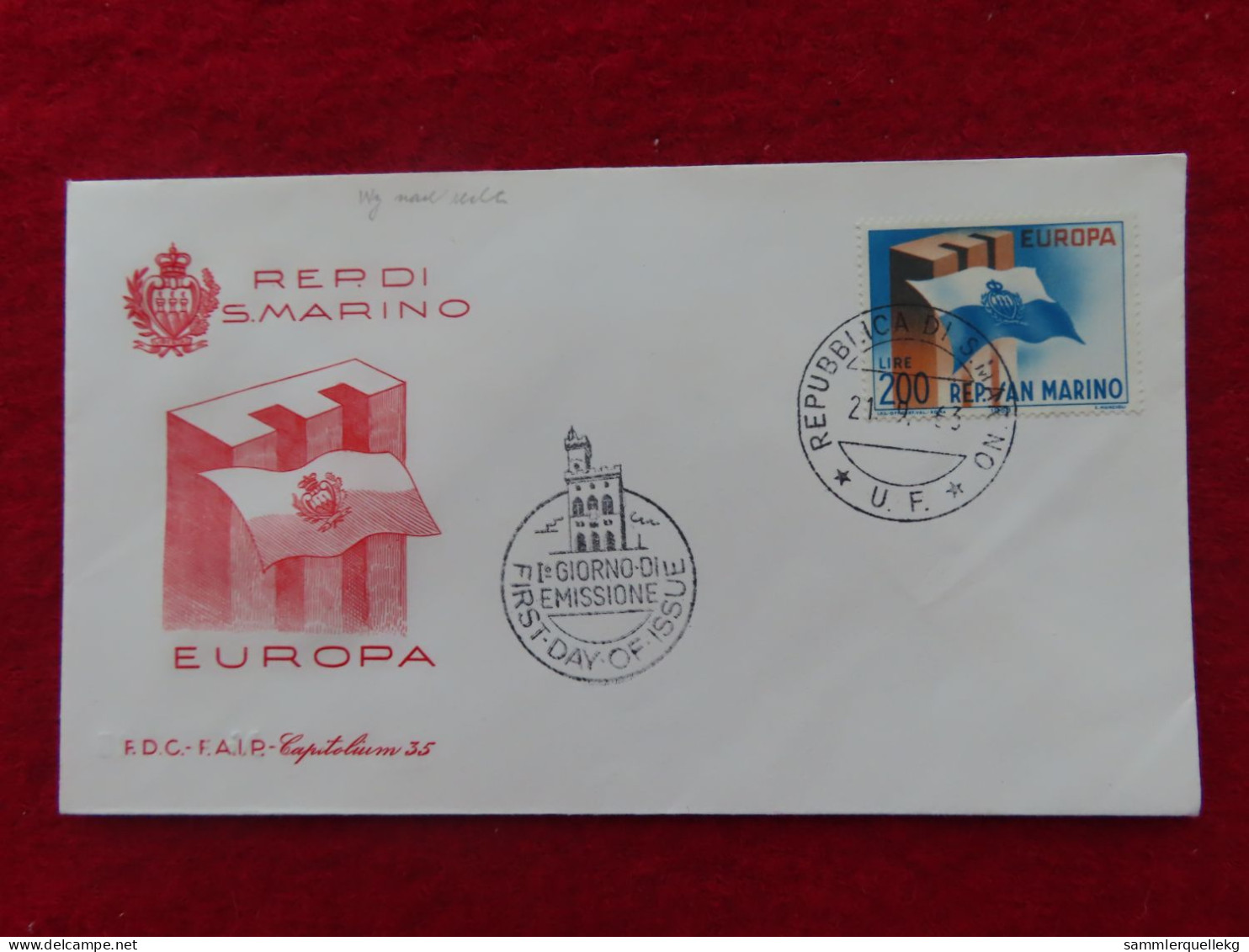 San Marino 791 Ersttagsbrief  21. 9. 1963, Europa (Nr. 212 ) - Storia Postale