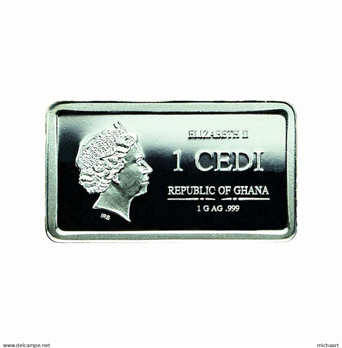 Ghana Panda Silver Ingot Bar Coin 1 Cedi 2020 1g Proof 15x8.5mm 03860 - Ghana