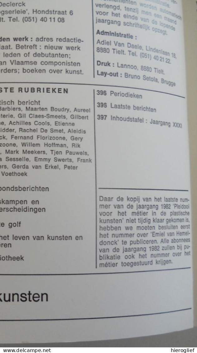 Emiel Van Hemeldonck -themanummr Tijdschrift 191 VLAANDEREN 1982 Schrijver Zwijndrecht Schelde Arendonk Kempen Antwerpen - Sonstige & Ohne Zuordnung