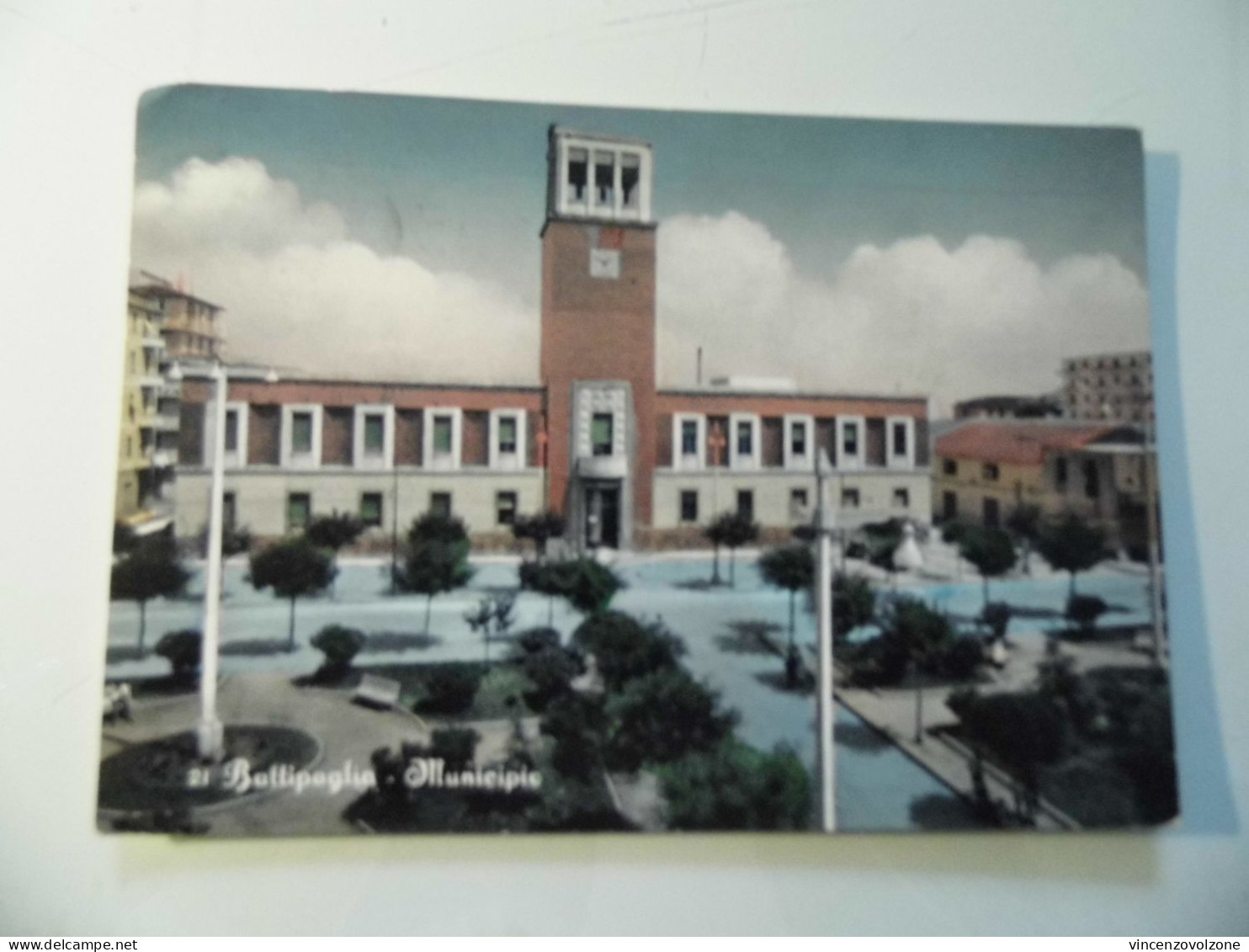 Cartolina Viaggiata "BATTIPAGLIA Municipio" 1960 - Battipaglia