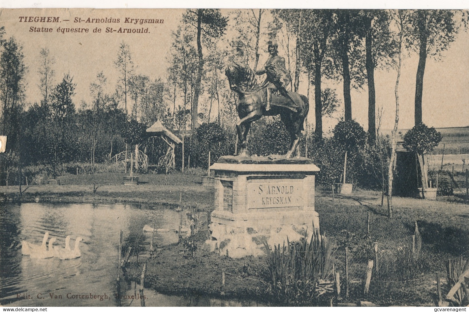 TIEGEM  STATUE EQUESTRE DE ST.ARNOLD          2 SCANS - Anzegem