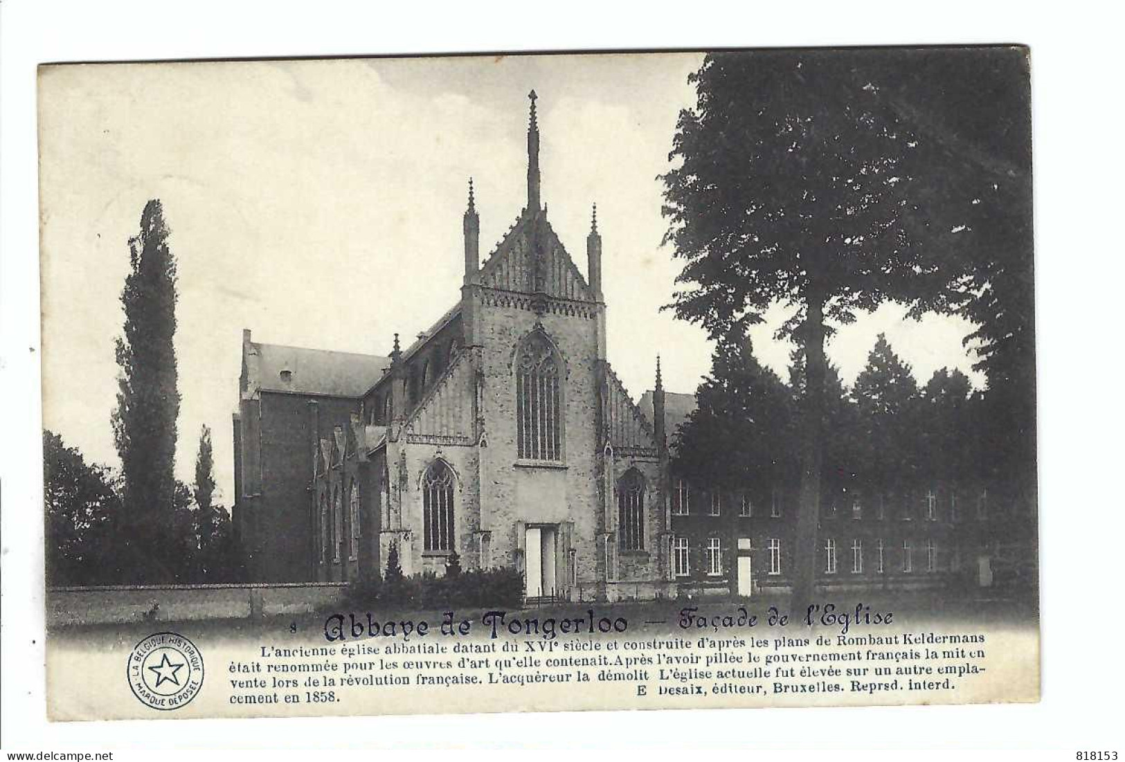 Tongerlo    8 Abbaye De Tongerloo - Façade De L'Eglise  1913 - Westerlo