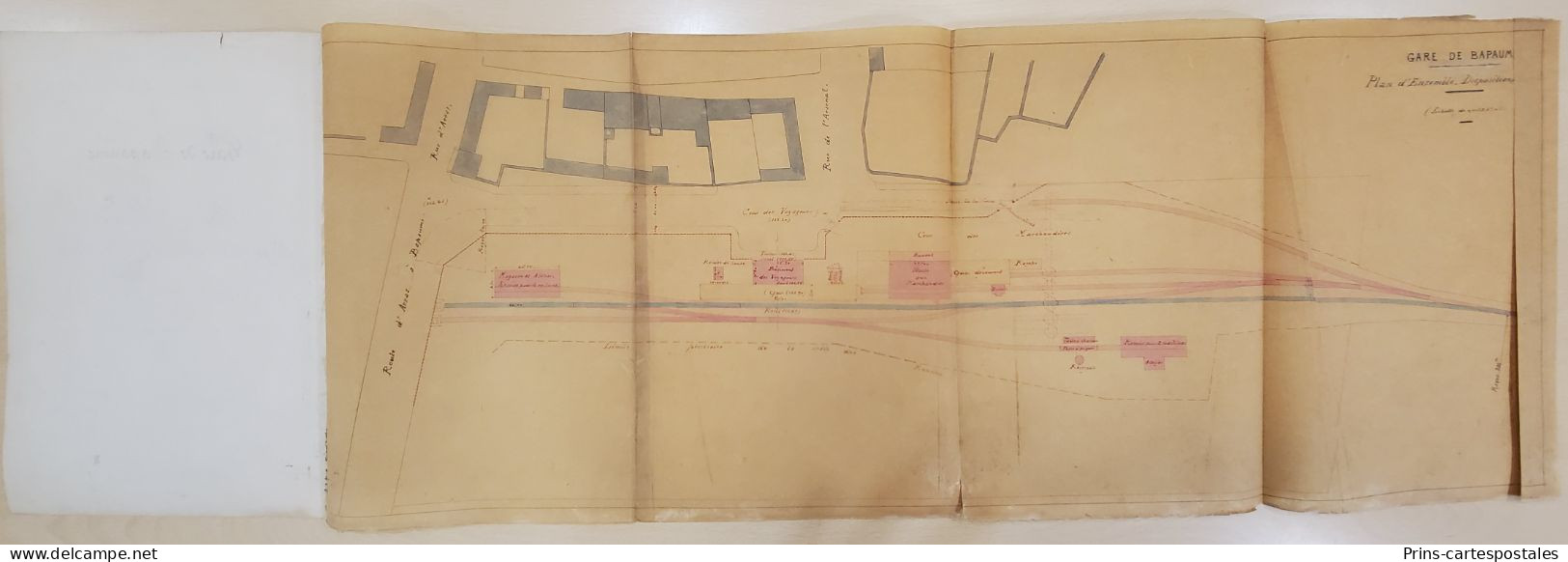 1 Plan De La Gare De Bapaume Ligne D'Achiet Bapaume En 1869 - Bapaume