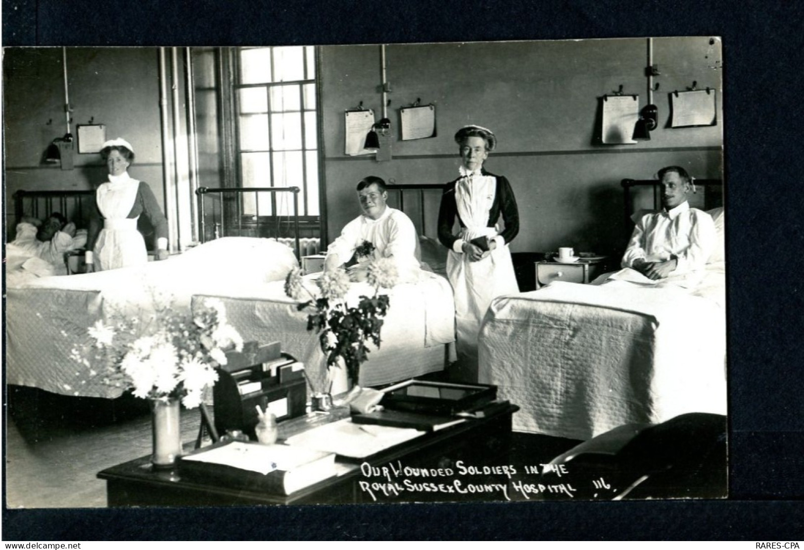 HOPITAL Militaire à BALCONIES - 3 Blessés à Identifier - Soldiers In The Royal Sussex County Hospital - War 1914-18