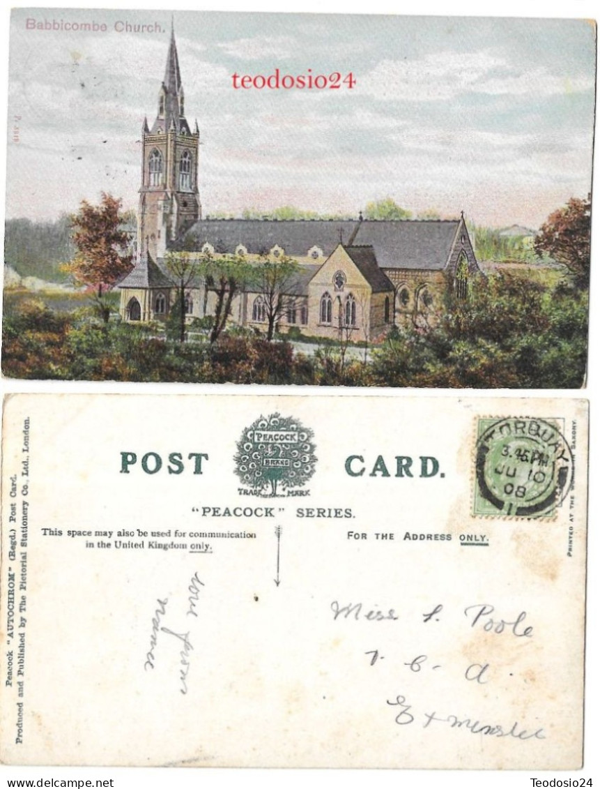 Babbicombe Church Torquay Devon 1908. - Torquay
