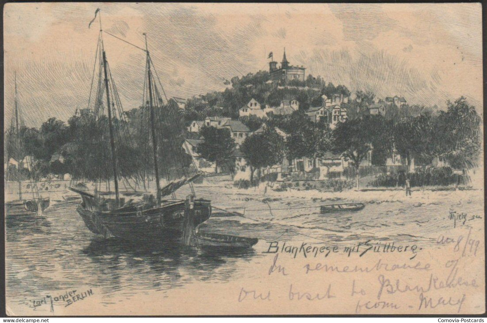 Blankenese Mit Süllberg, 1899 - Carl Jander AK - Blankenese