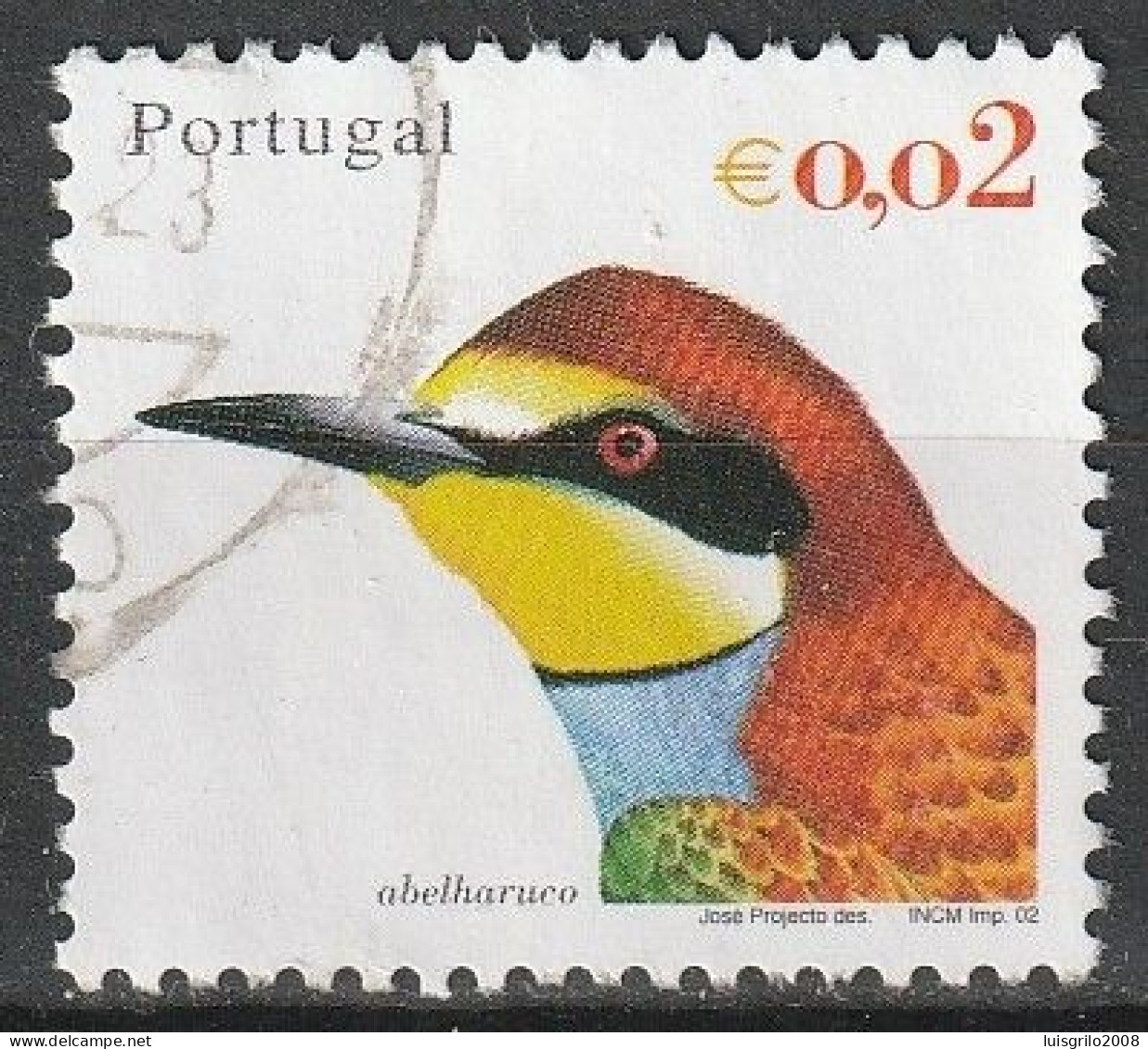 Portugal, 2002 - Aves De Portugal, €0,02 -|- Mundifil - 2844 - Usati