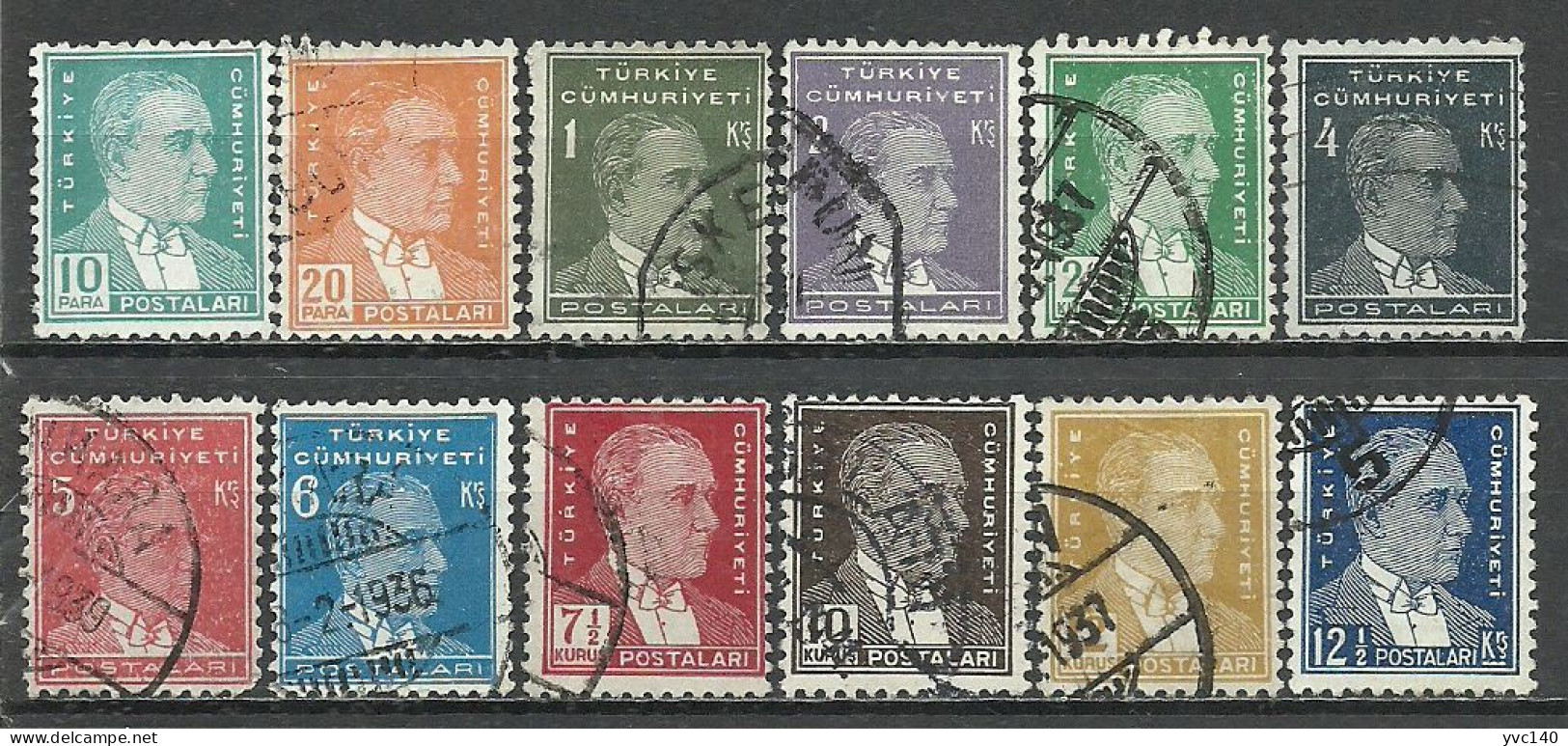 Turkey; 1933 2nd Ataturk Issue Stamps - Gebruikt