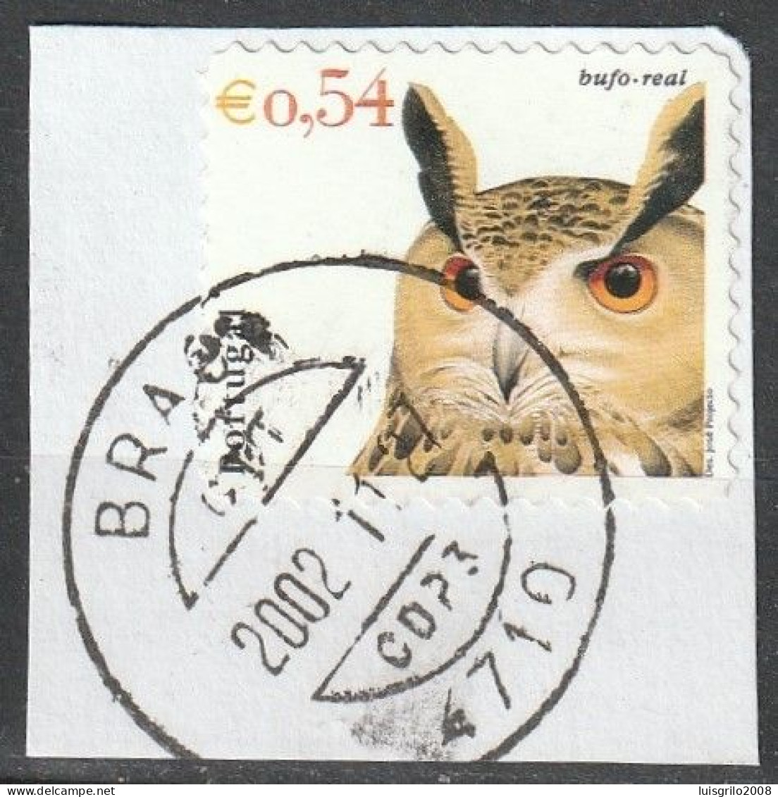 Portugal, 2002 - Aves De Portugal, €0,54 -|- Postmark - Braga // Mundifil - 2852, Fragment - Birds - Usati