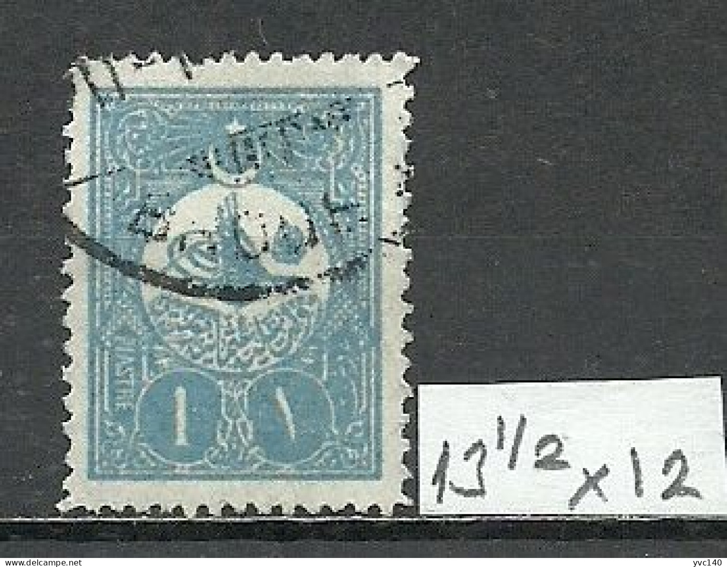 Turkey; 1908 Postage Stamp 1 K. "Perf. 13 1/2x12 Instead Of 12" - Oblitérés