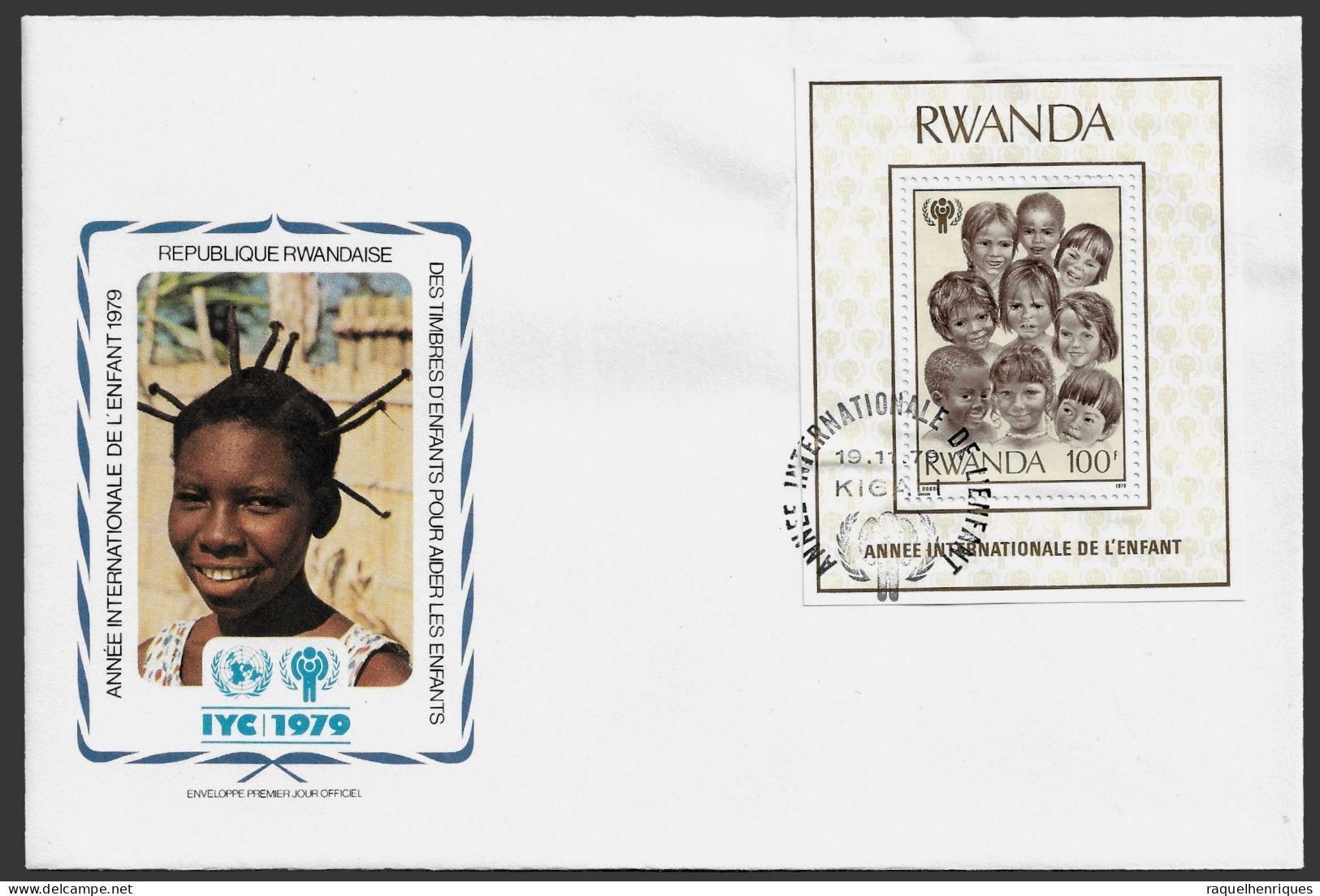 RWANDA FDC COVER - 1979 International Year Of The Child - MINISHEET FDC (FDC79#03) - Lettres & Documents
