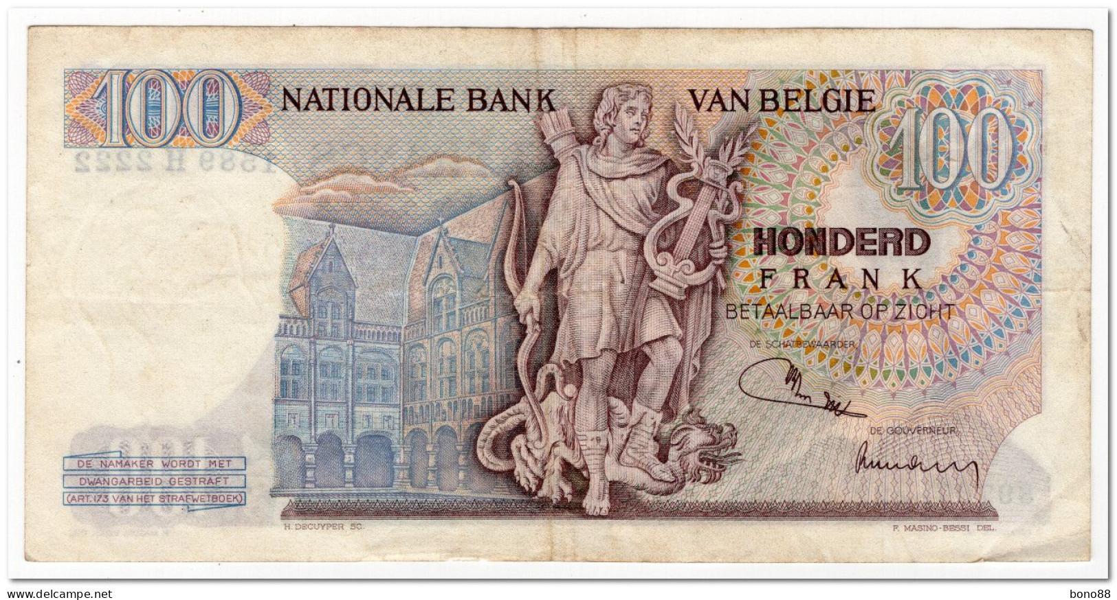 BELGIUM,100 FRANCS,1971,P.134,VF - 100 Frank