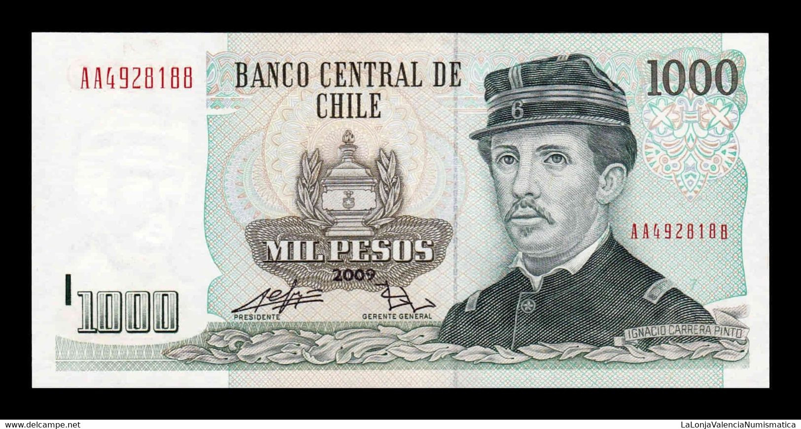 Chile 1000 Pesos 2009 Pick 154g AA Sc Unc - Chili