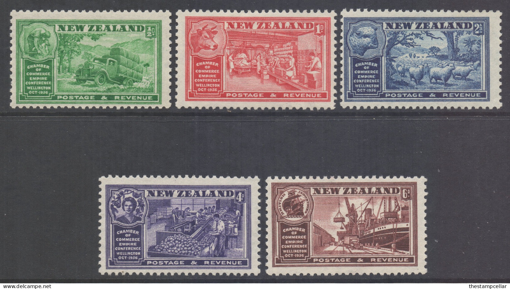 New Zealand Scott 218/222 - SG593/597, 1936 Chambers Of Commerce Set MH* - Neufs