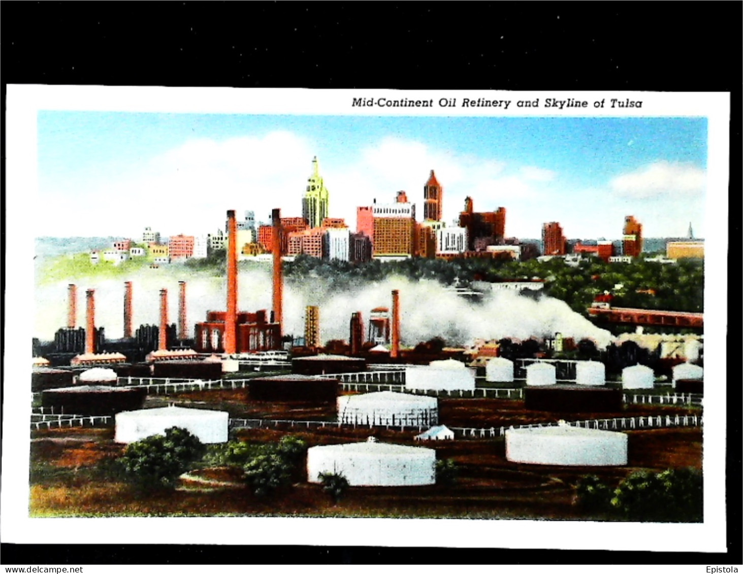 ► MID-CONTINENT OIL REFINERY & Skyline    1930s  Carte Fine Provenance Carnet "Greetings From Tusla Oklahoma" - Tulsa