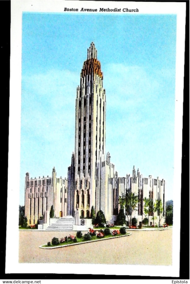 ► Methedist Church & City At Night  1930s  Carte Fine Provenance Carnet "Greetings From Tusla Oklahoma" - Tulsa