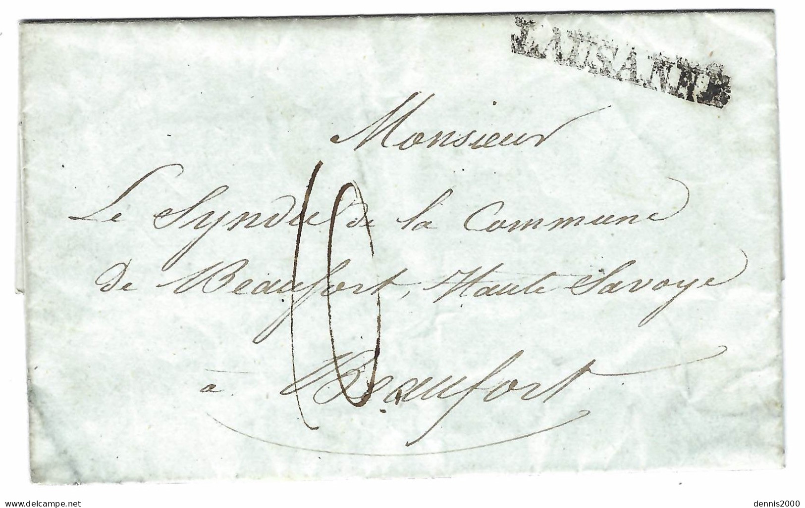 1832 - Lettre De LAUSANNE  ( Linéaire 39 Mm ) Taxe 10  Pour Beaufort ( Duché De Savoie ) - ...-1845 Prephilately