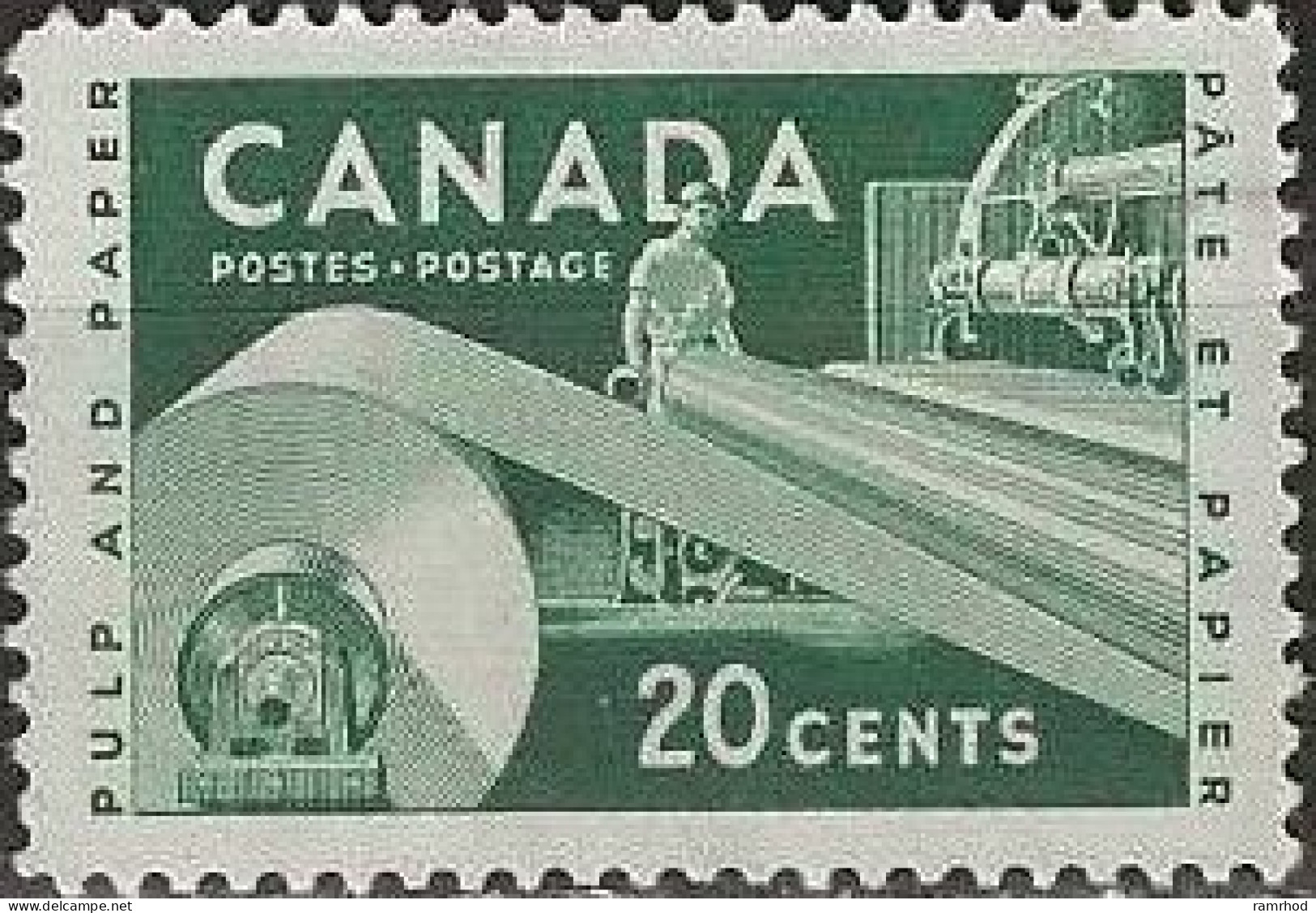 CANADA 1953 Pulp And Paper Industry - 20c - Green MH - Ongebruikt