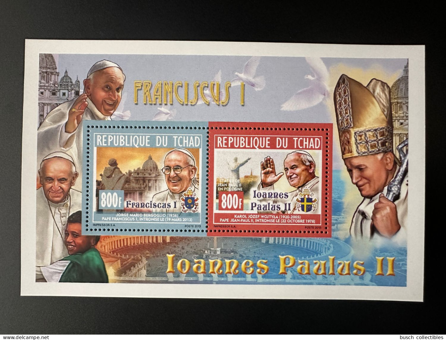 Tchad Chad Tschad 2014 Illustrated Mi. 2704 - 2705 Pape Jean-Paul II Papst Johannes Paul Pope John Paul Franciscus - Pausen