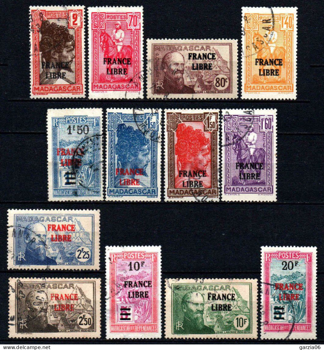 Madagascar  - 1943  -  Tb Antérieurs Surch " France Libre "  - N° 242 à 255 Sauf 243  - Oblit - Used - Oblitérés