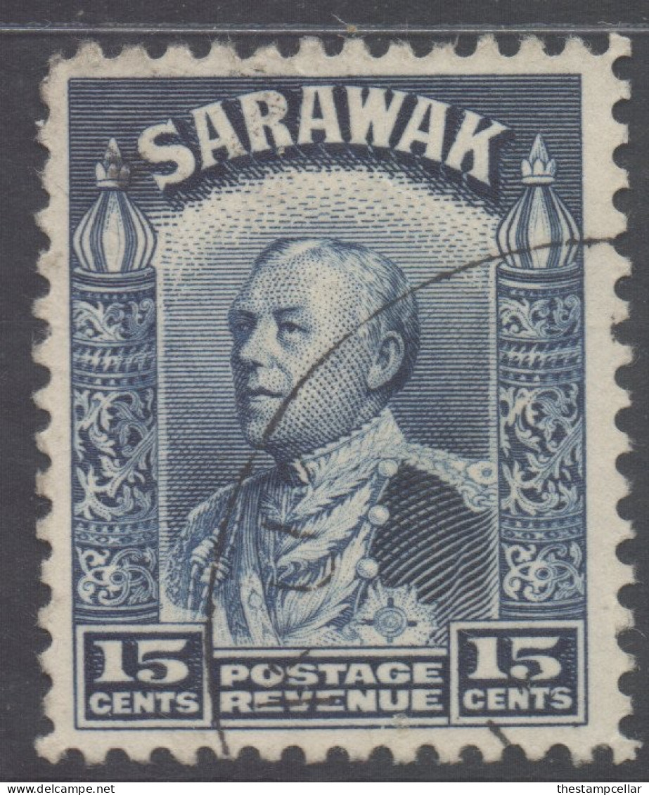 Sarawak Scott 124 - SG115a, 1934 Sir Charles Vyner Brooke 15c Blue Used - Sarawak (...-1963)