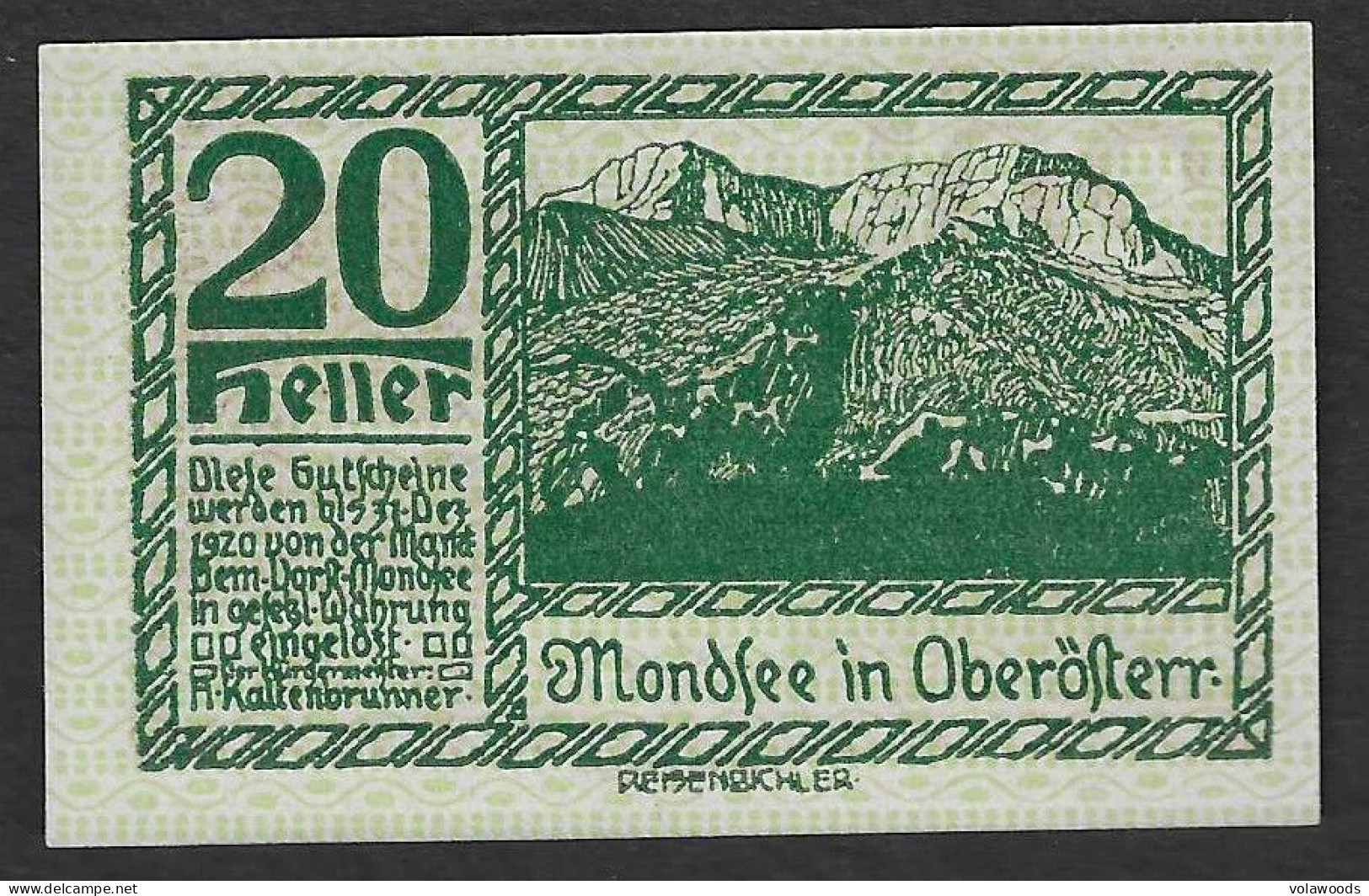 Austria - Notgeld Non Circolato FdS UNC Da 20 Heller Mondsee JPR0626k1-20 -1920 - Oesterreich