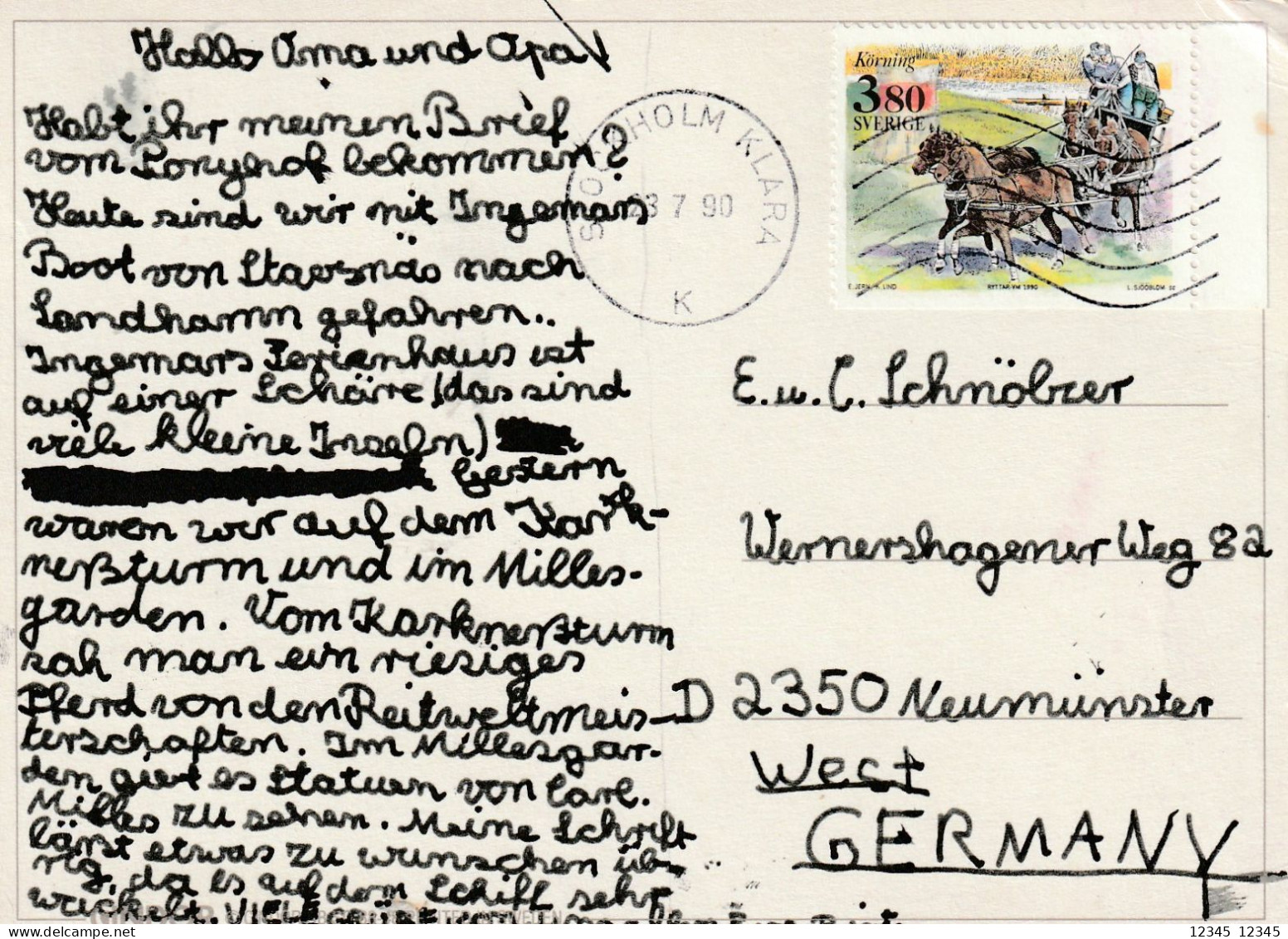 Card Send To Germany, Stamped Stockholm Klara - Covers & Documents