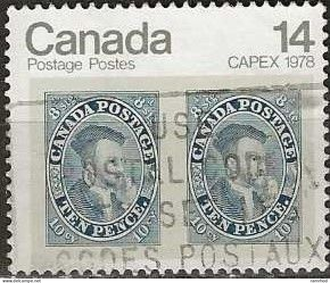 CANADA 1978 CAPEX '78 International Philatelic Exhibition, Toronto - 14c - Pair Of 1855 10d Cartier Stamps AVU - Oblitérés