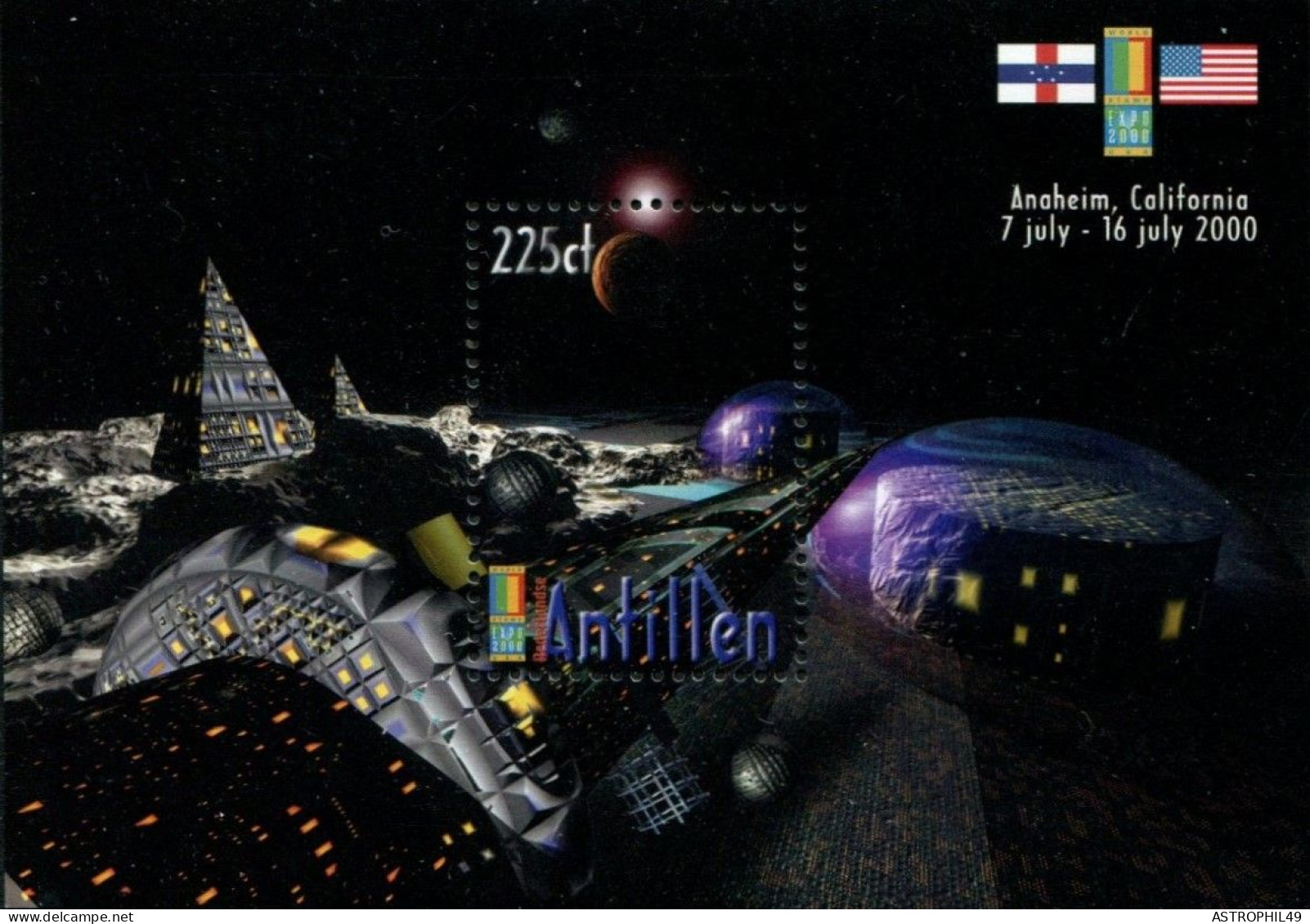 Antilles Néerlandaises 2000; Espace Futur, Base Sur La Lune; Yt Bf52 - Amérique Du Nord