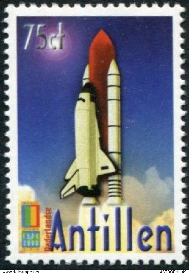 Antilles Néerlandaises 2000; Navette Départ, Astronaute, Station Spatiale; Yt1237-38 - América Del Norte