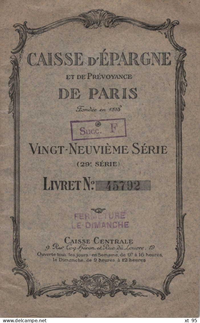 Caisse D Epargne De Paris - 29e Serie - Bank En Verzekering