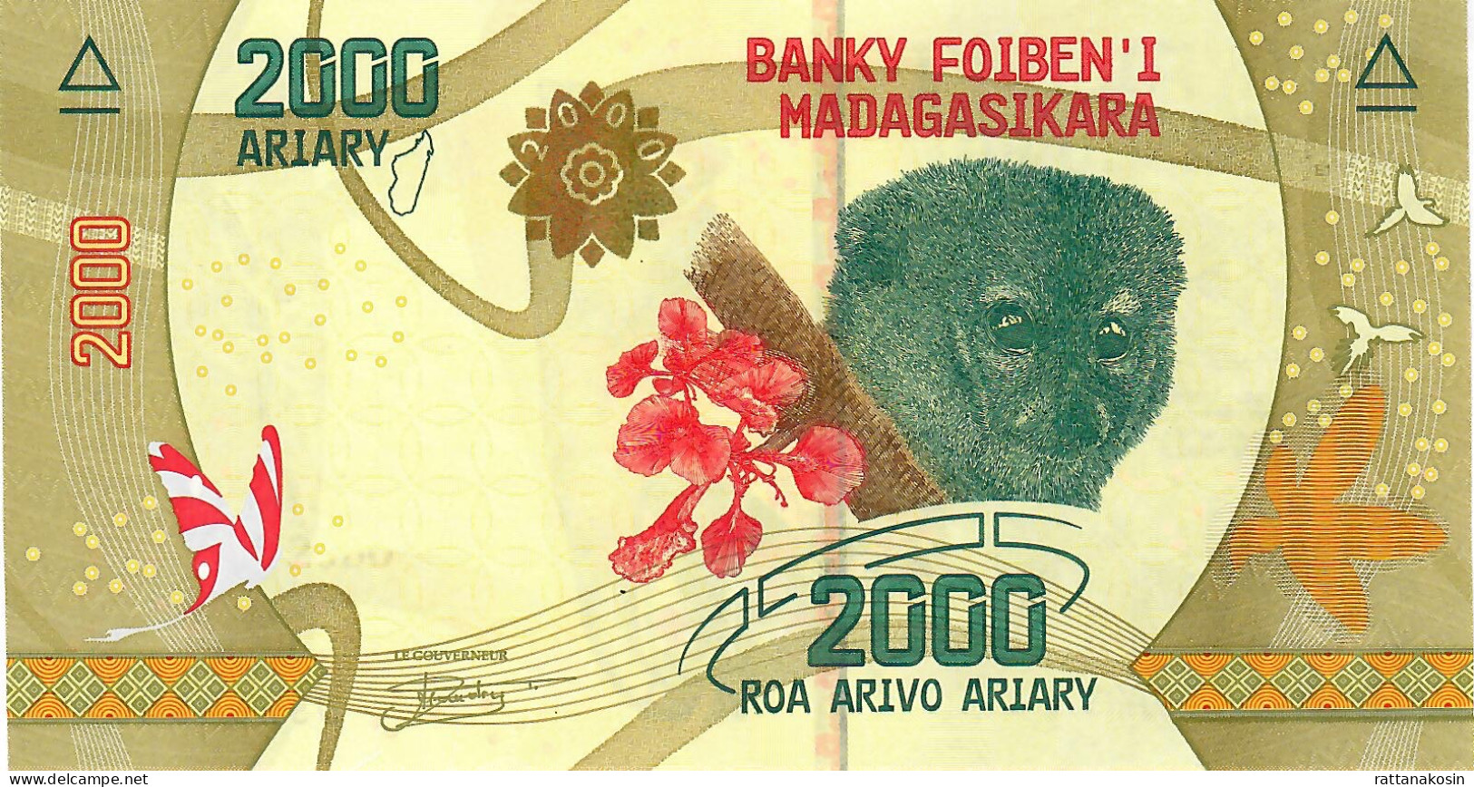 MADAGASCAR NEW SIGNATURE P101c 2000 ARIARY 2017 #D Signature 9 Issued MAY 2023 UNC. - Madagascar