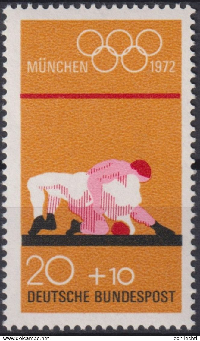 1972 Deutschland > BRD, ** Mi:DE 719, Sn:DE B485, Yt:DE 570, Ringen, Olympische Sommerspiele 1972 - München - Worstelen