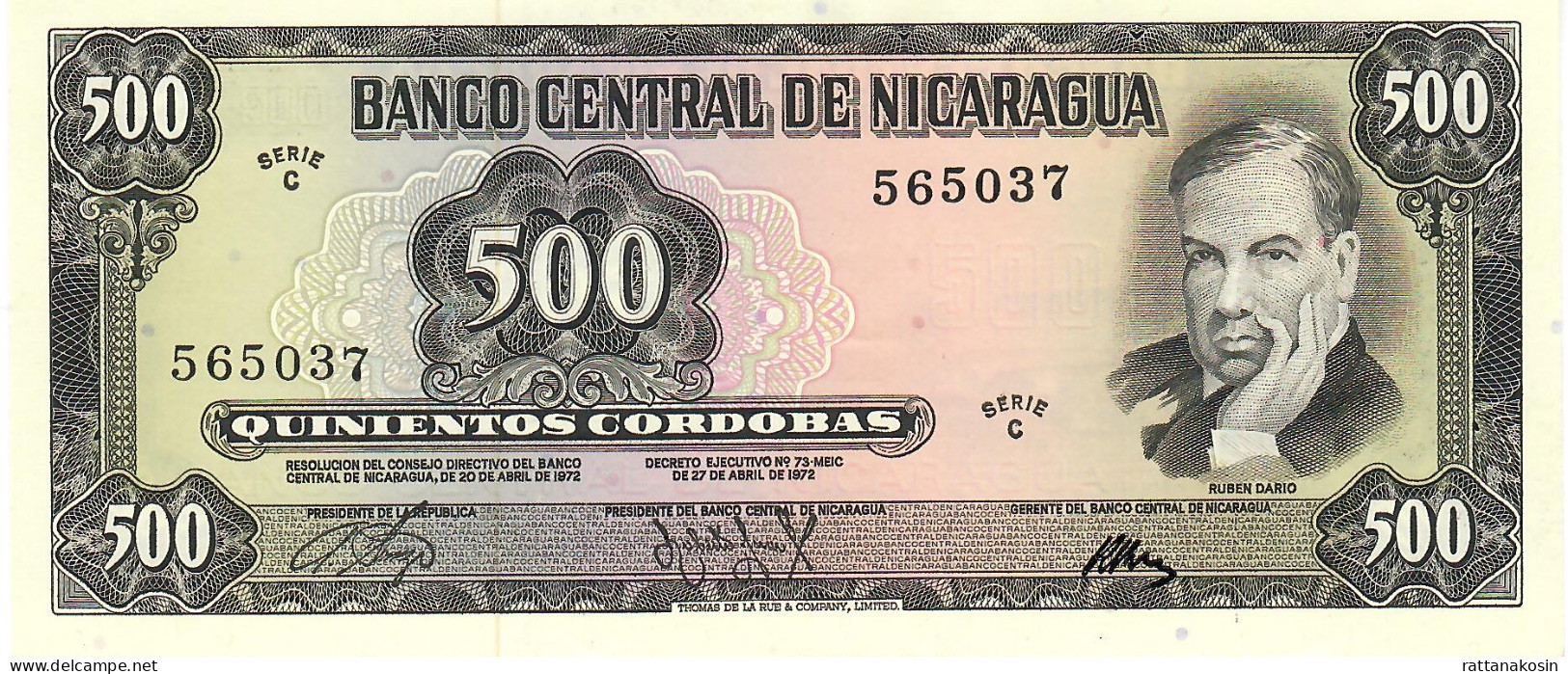 NICARAGUA P127 500 CORDOBAS 1972  UNC. - Nicaragua