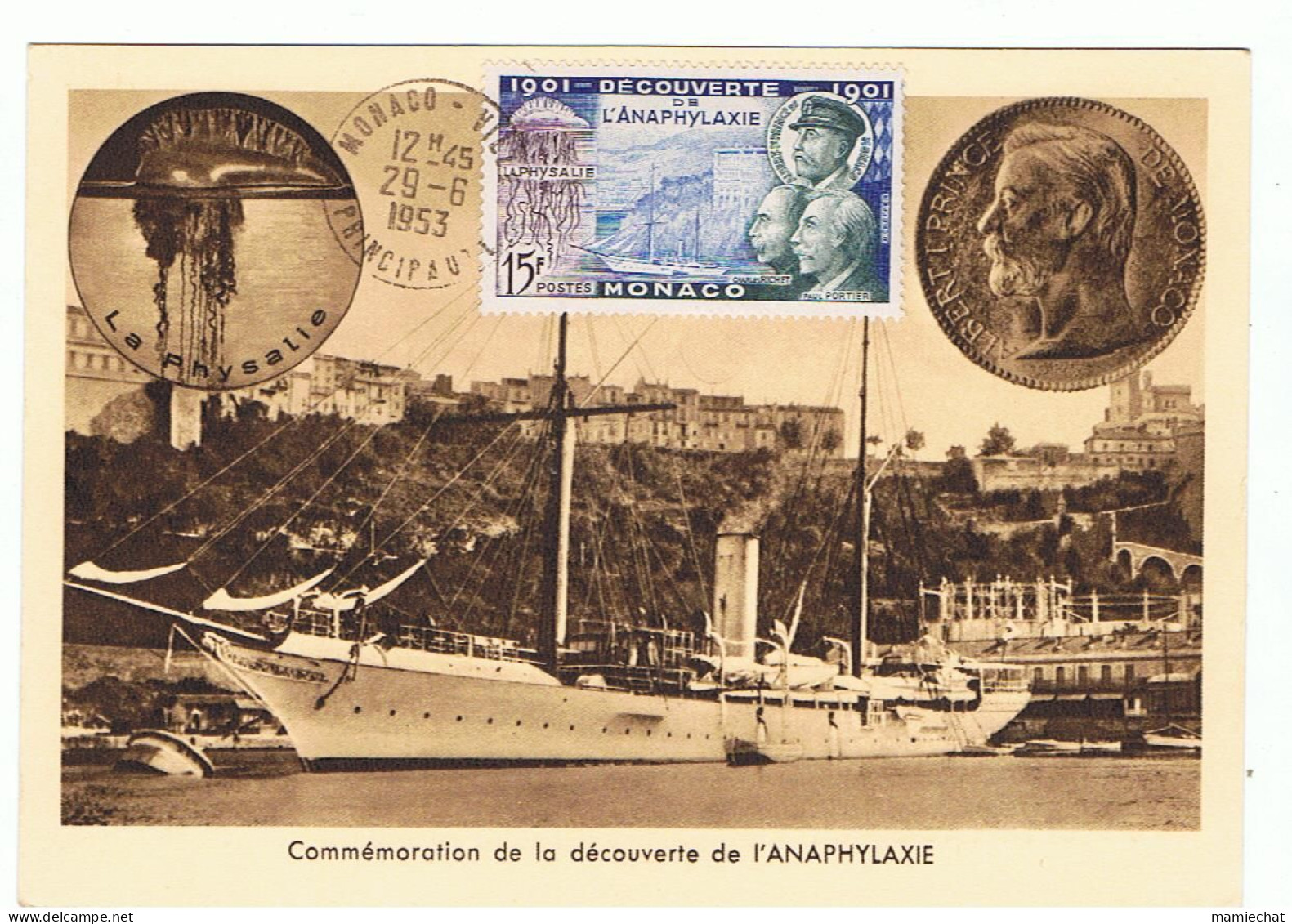 MONACO-COMMEMORATION DE LA DECOUVERTE DE L'ANAPHYLAXIE-1953- - Collezioni & Lotti