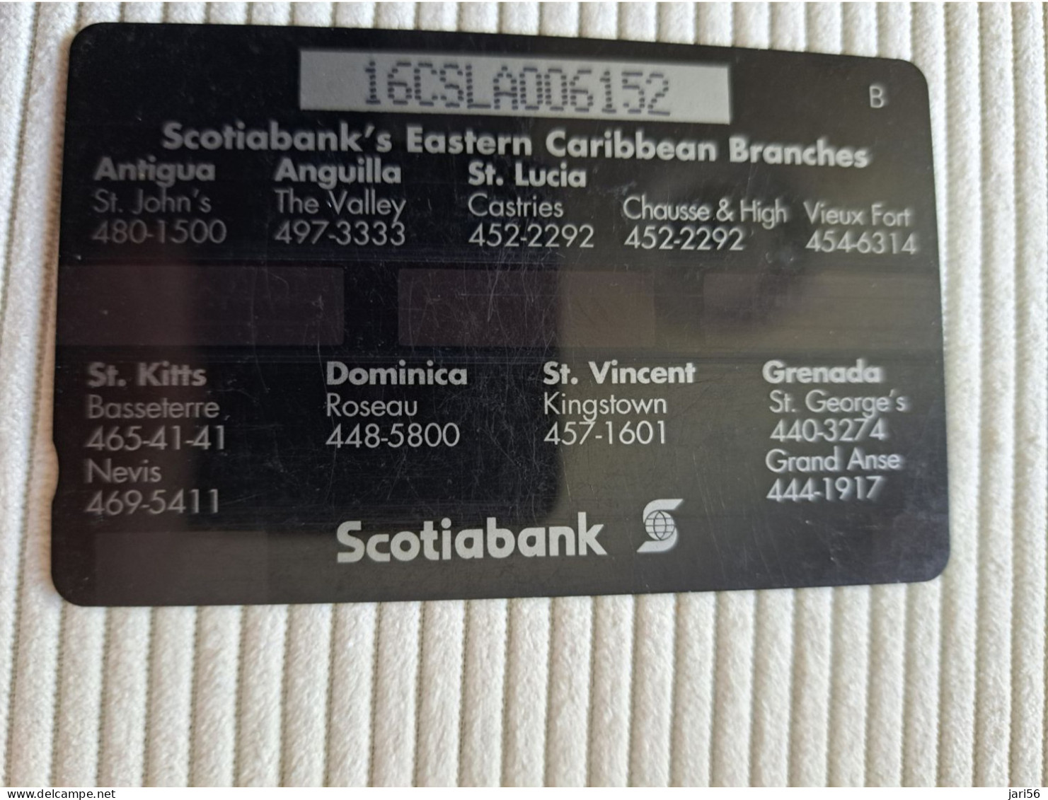 ST LUCIA    $ 20  CABLE & WIRELESS   SCOTIABANK    16CSLA   Fine Used Card ** 15742 ** - St. Lucia