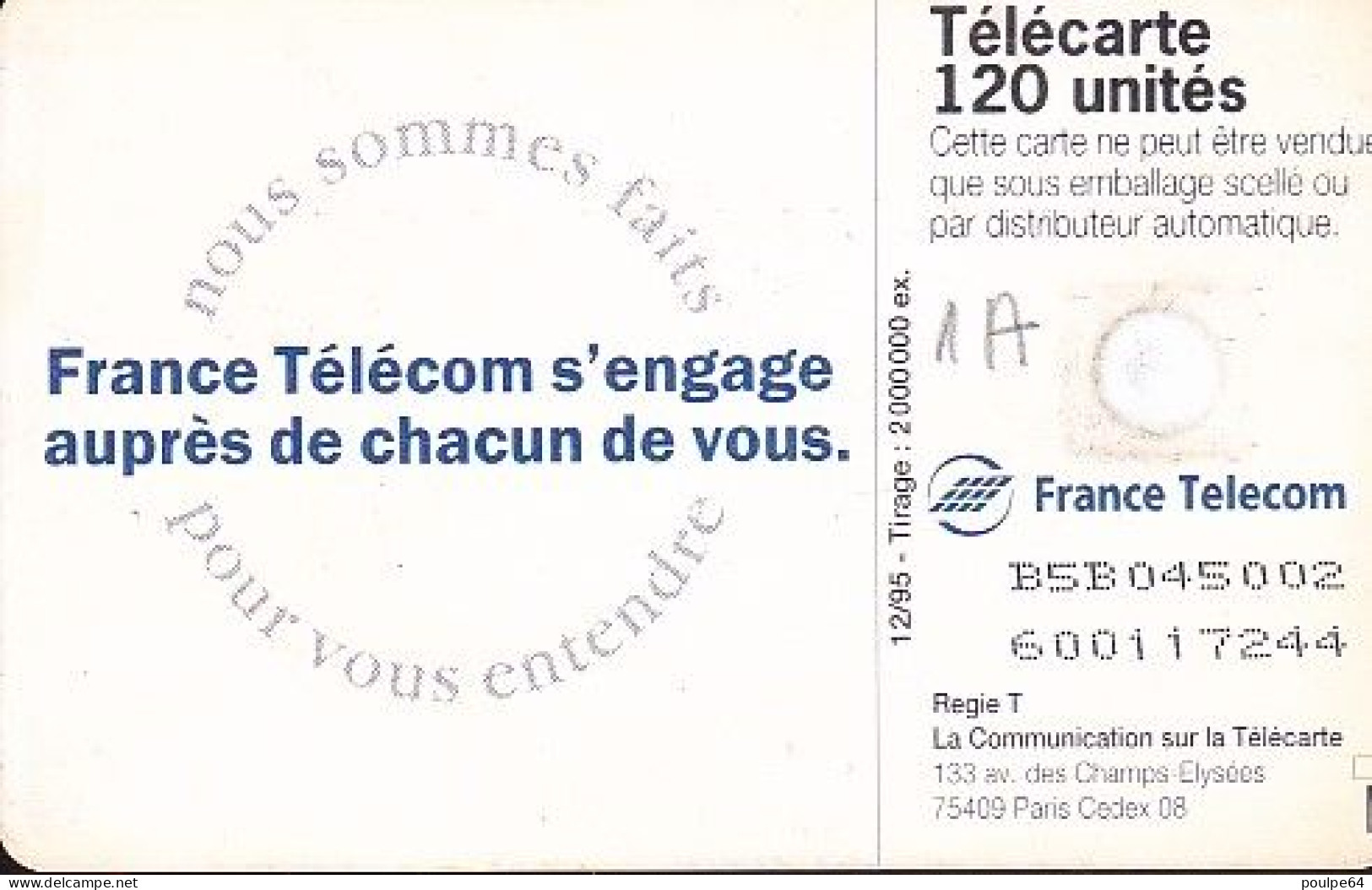 F612 - 12/1995 - FRANCE TÉLÉCOM S'ENGAGE - 120 GEM1A - 1995