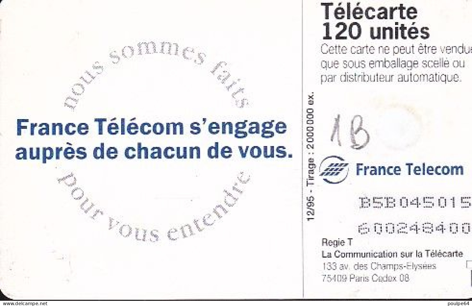 F612A - 12/1995 - FRANCE TÉLÉCOM S'ENGAGE - 120 GEM1B - 1995